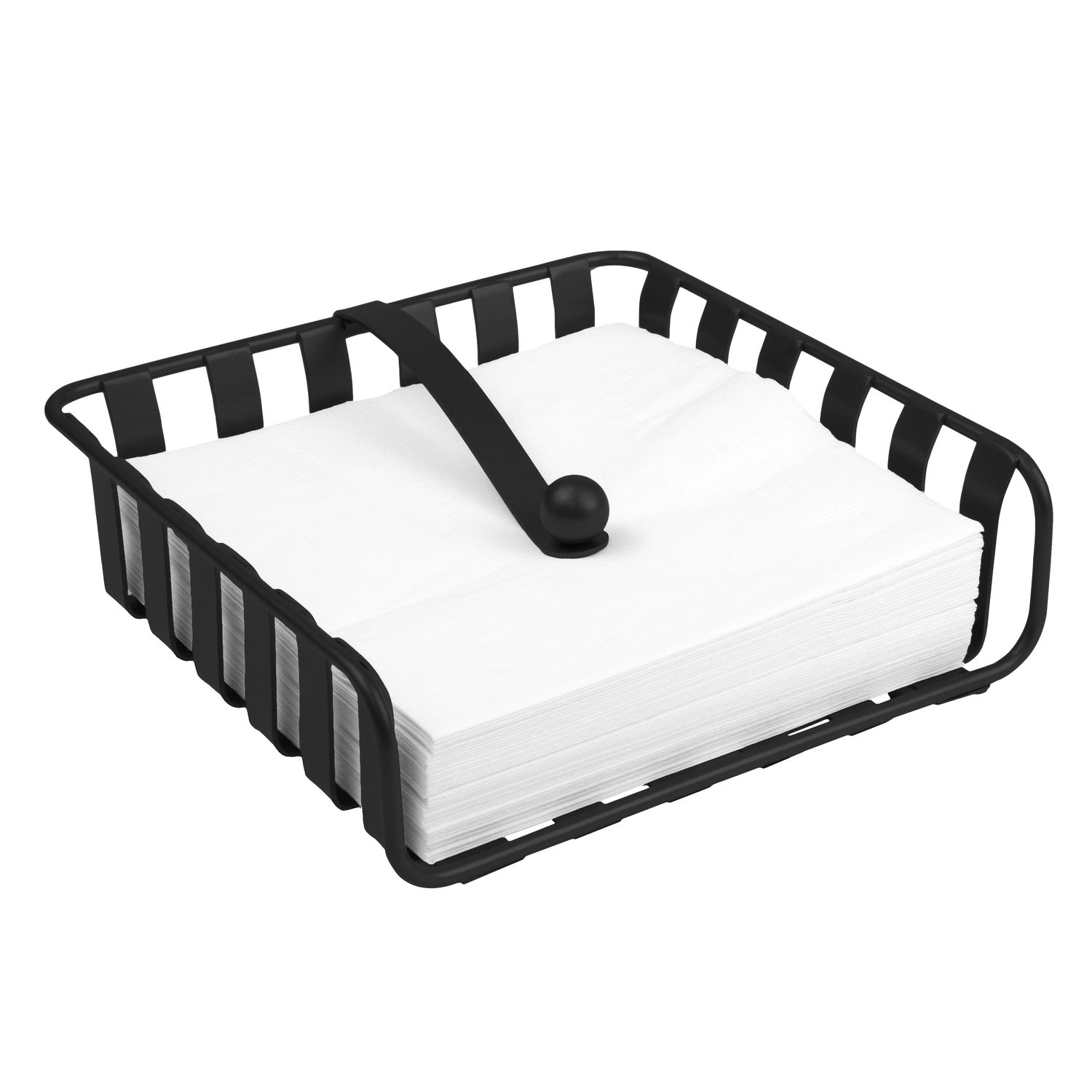 SPECTRUM "Striped" Weighted Napkin Holder - Black