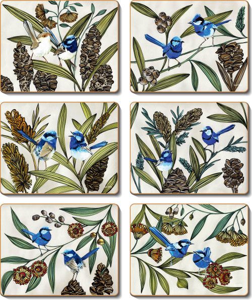 CINNAMON Blue Wren Coasters