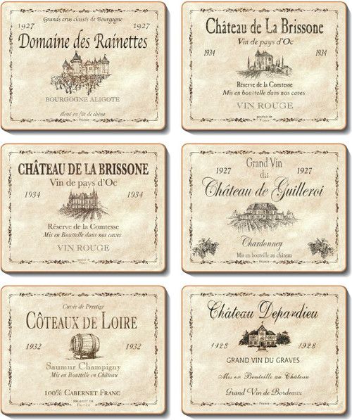 CINNAMON Wine Labels Coasters