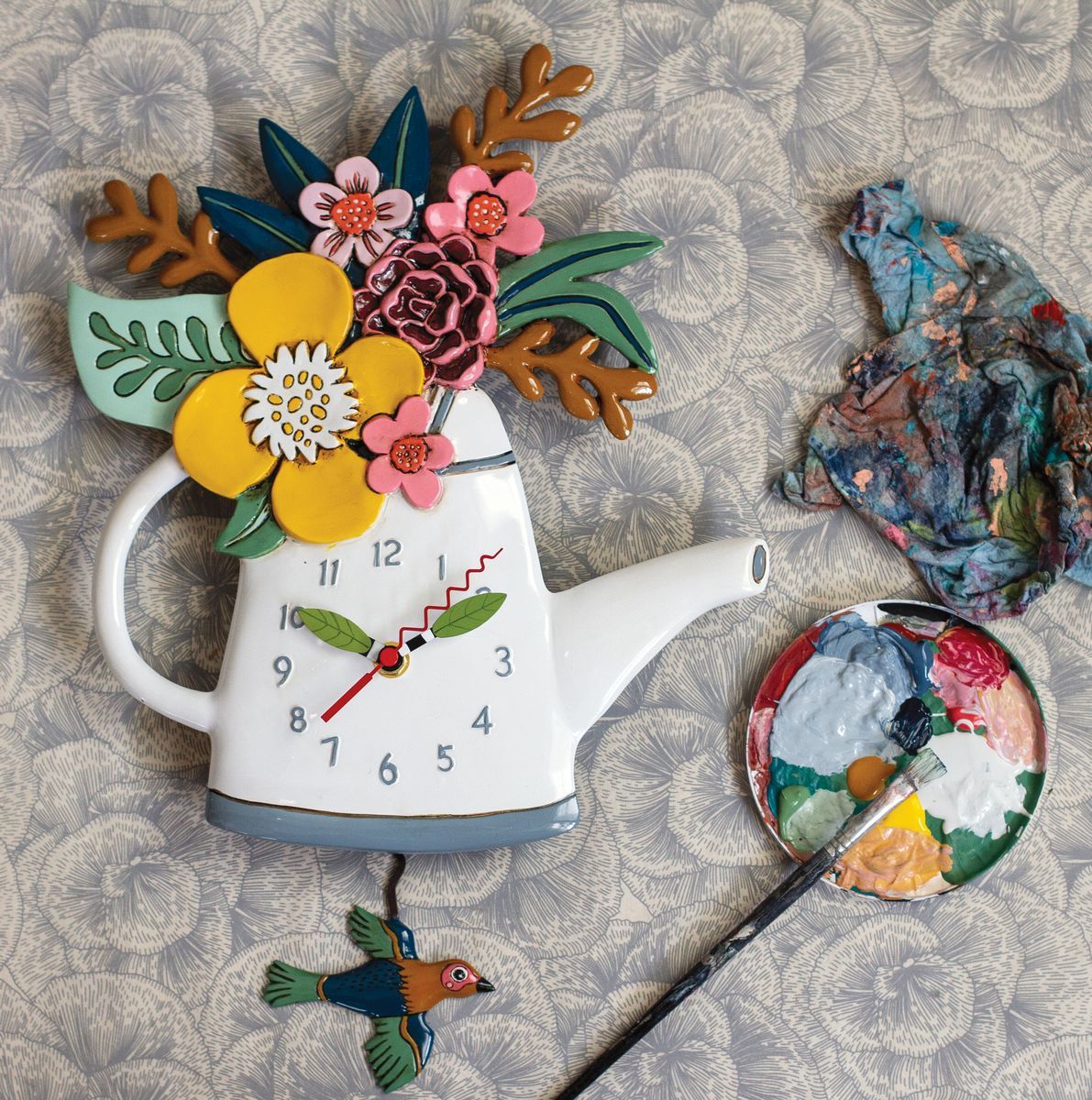 ALLEN DESIGNS Blossoms - White Clock