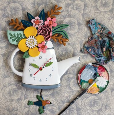 ALLEN DESIGNS Blossoms - White Clock