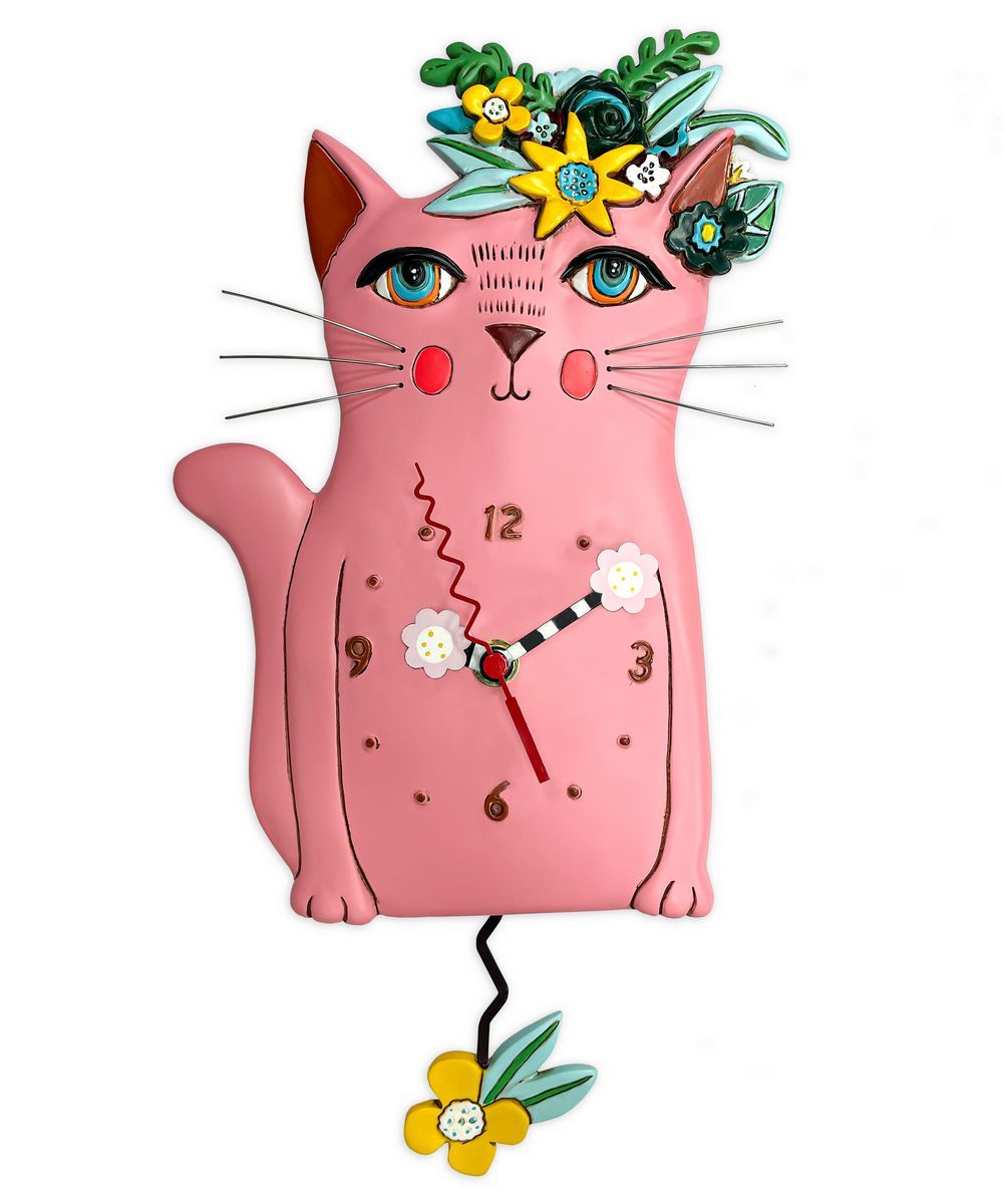 ALLEN DESIGNS Pretty Kitty - Pink Clock