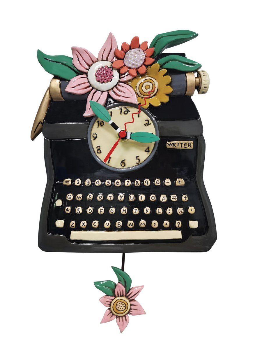 ALLEN DESIGNS Black Vintage Writer Clock