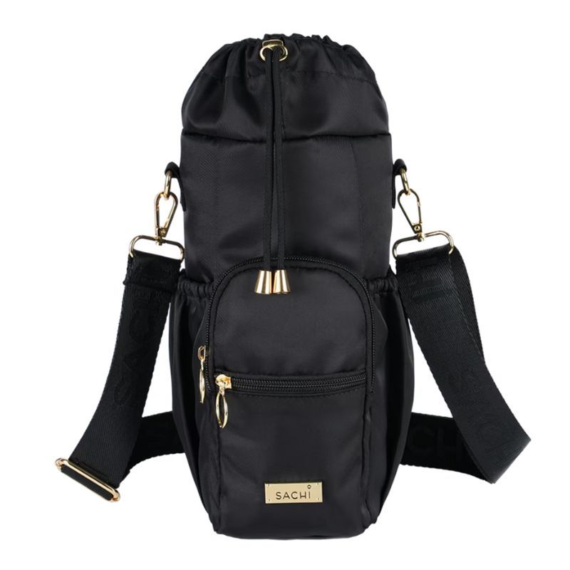 SACHI Crossbody Insulated Bottle Bag - Black