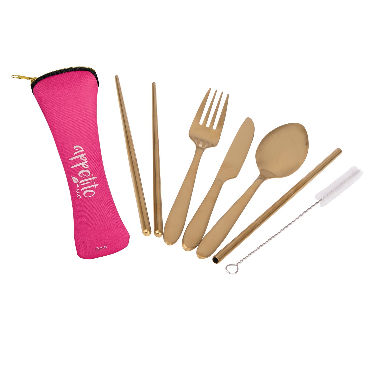 APPETITO 6 Piece Stainless Steel Traveller's Cutlery Set - Gold