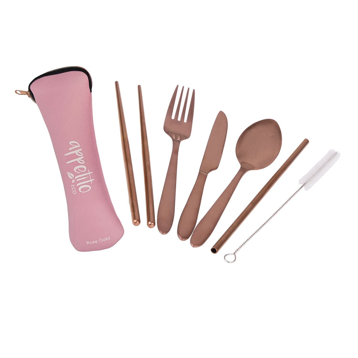 APPETITO 6 Piece Stainless Steel Traveller's Cutlery Set - Rose Gold