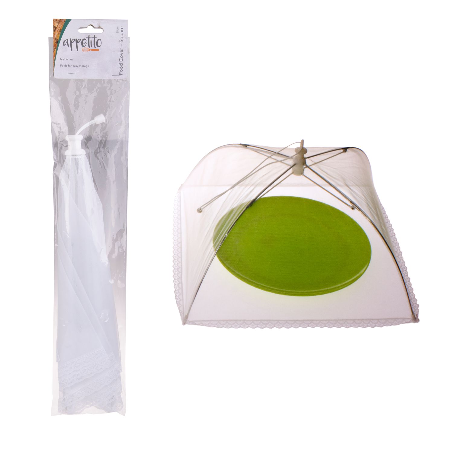 APPETITO Square Nylon Net Food Cover 30cm - White