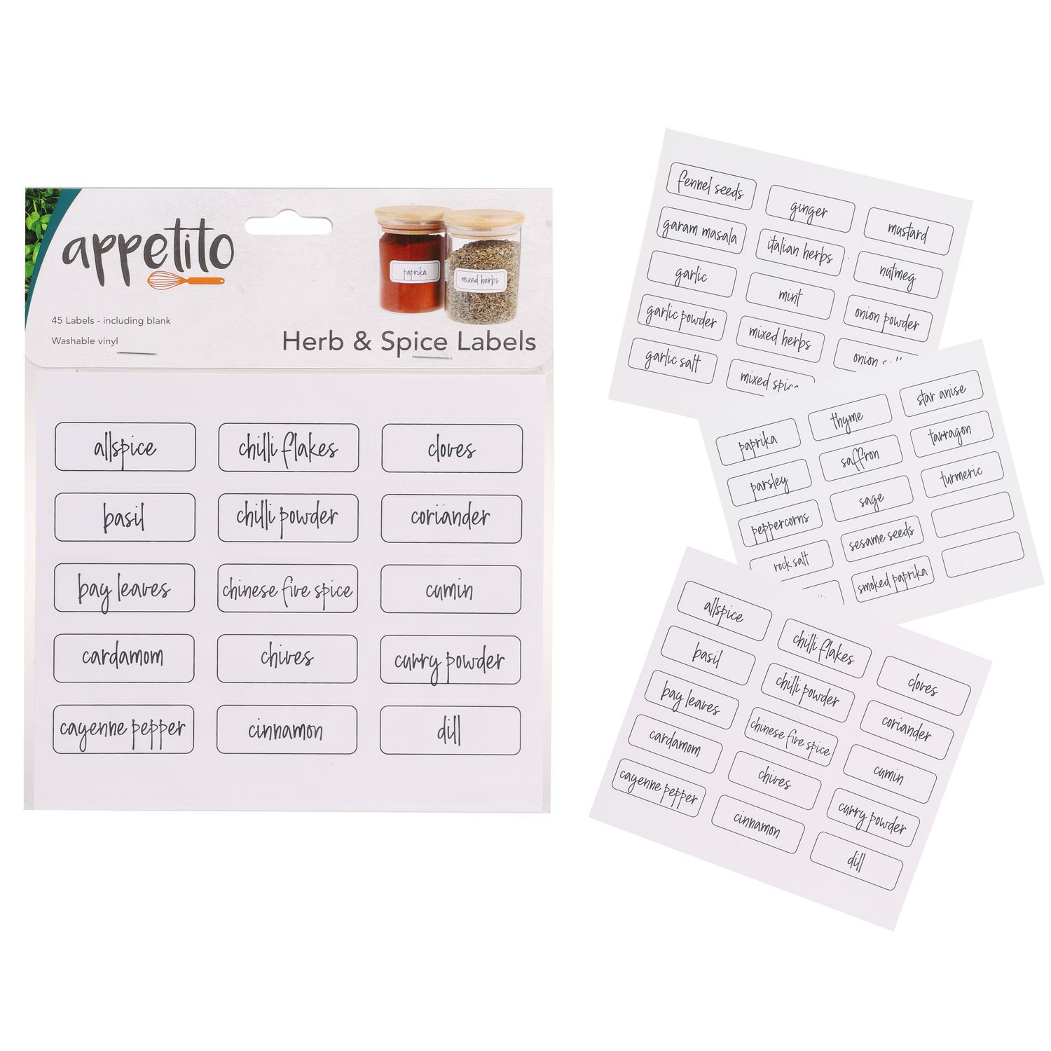 APPETITO Herb and Spice Labels Pack 45