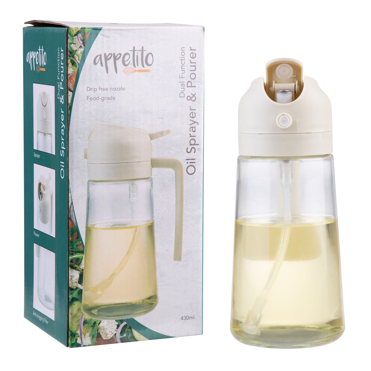 APPETITO Dual Function Oil Sprayer and Pourer - Stone
