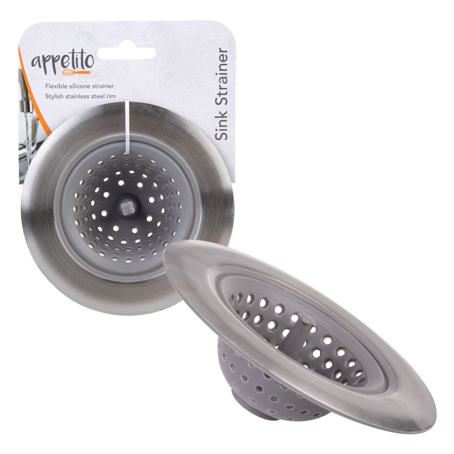 APPETITO Stainless Steel and Silicone Sink Strainer - Grey