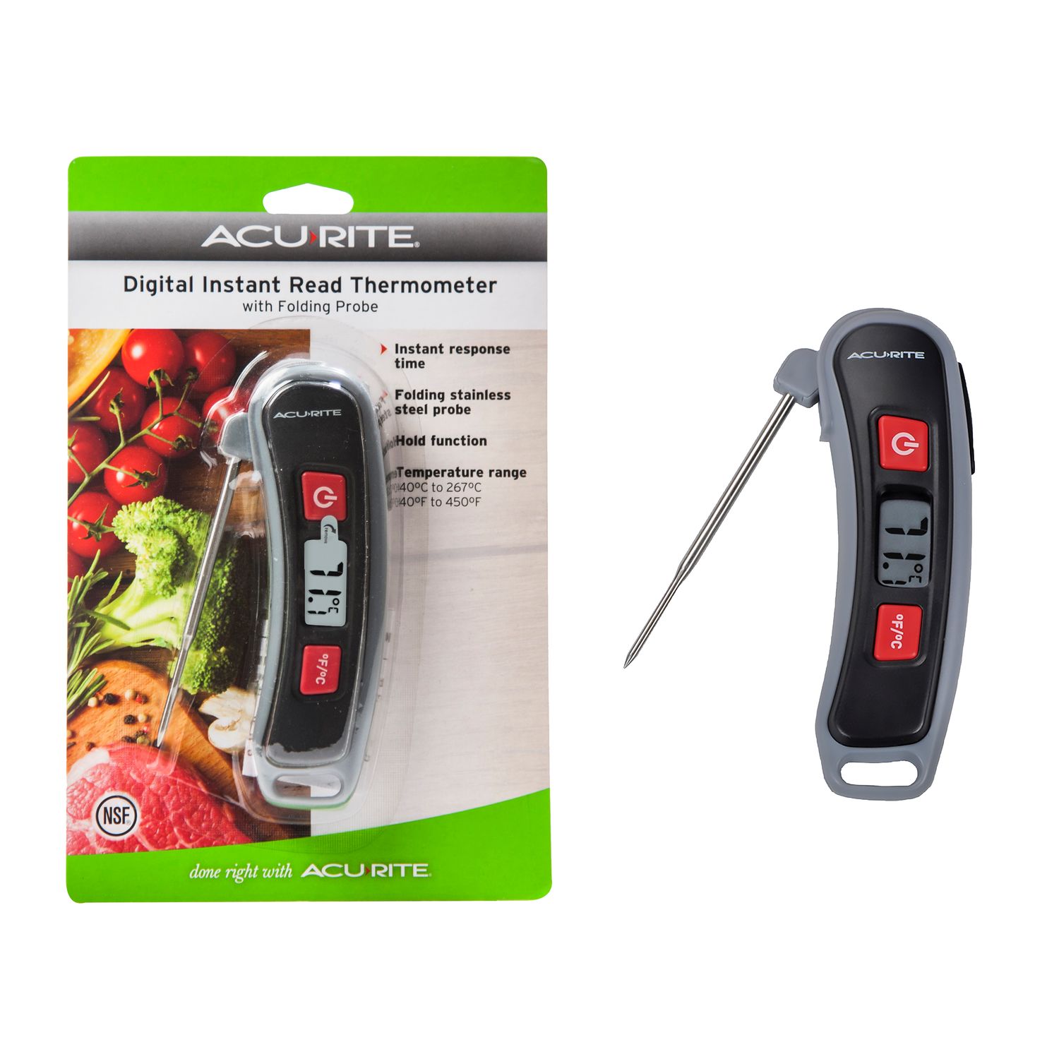 ACURITE Digital Instant Read Thermometer with Folding Probe - Celsius