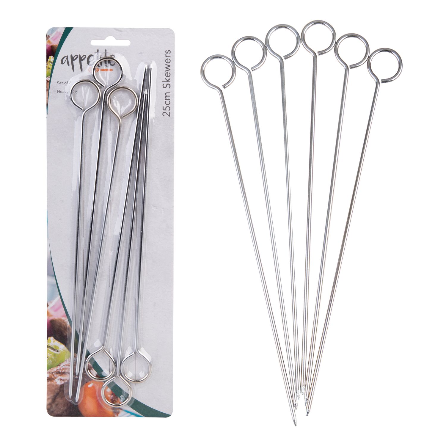 APPETITO Chrome Skewers 10"/25cm Set of 6
