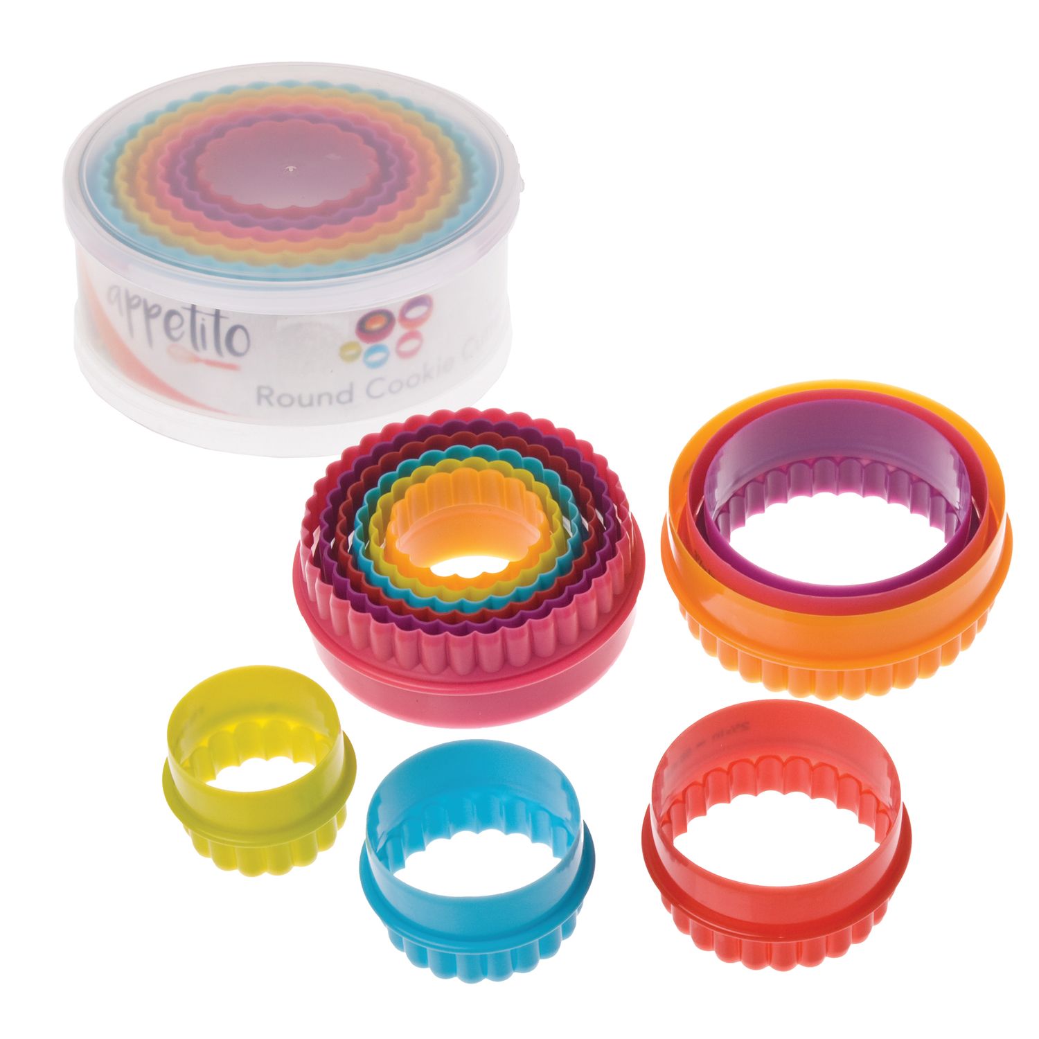APPETITO Double Sided Round Cookie Cutter Set Of 6 - Multi - Colour