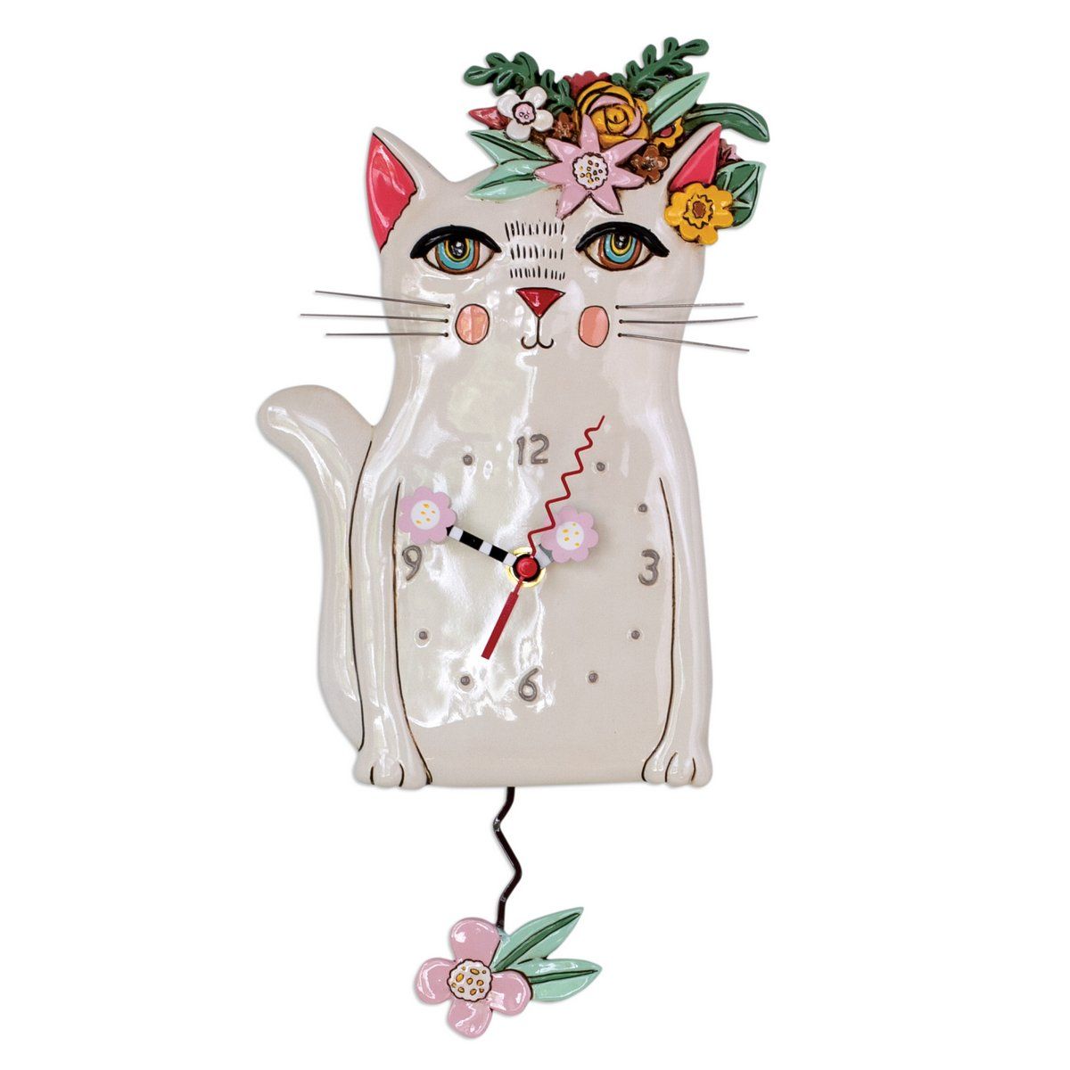 ALLEN DESIGNS Pretty Kitty - White Clock