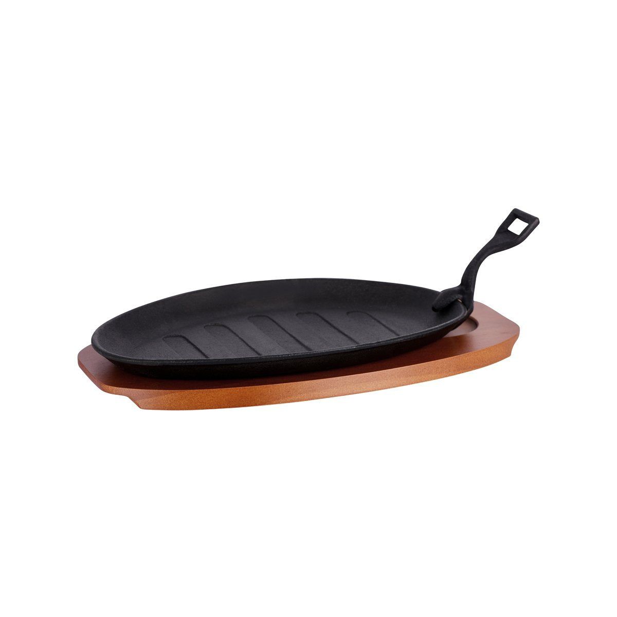 CHEF INOX Grey Cast Iron Steak Sizzler with Handle 290 x 180mm
