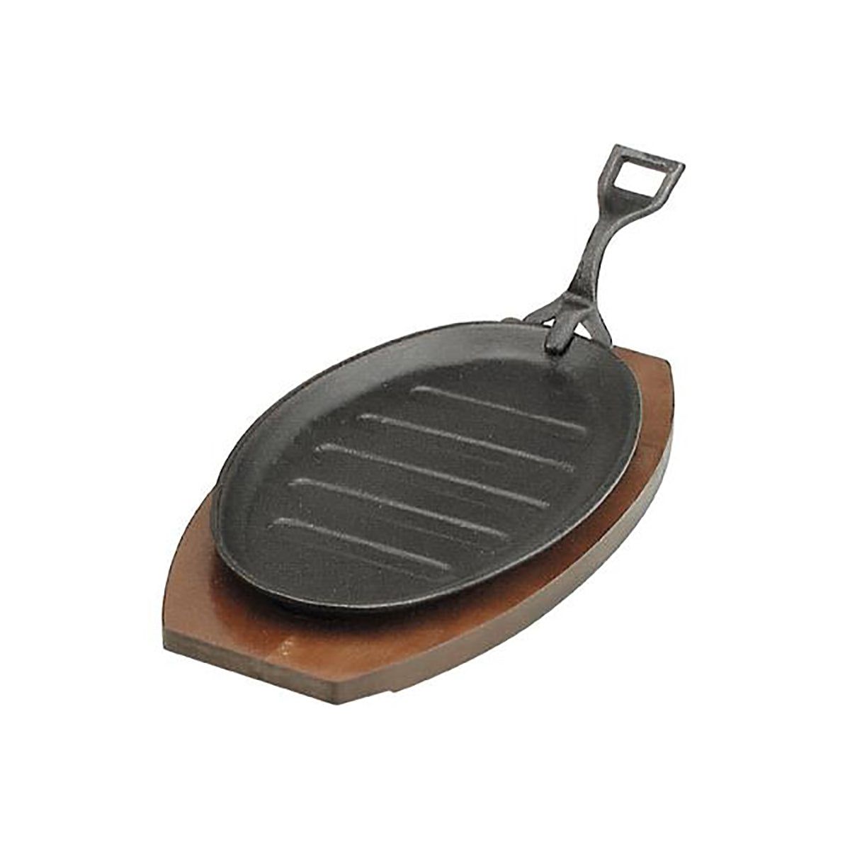 CHEF INOX Black Hammerstone Cast Iron Steak Sizzler with Handle 290 x 180mm