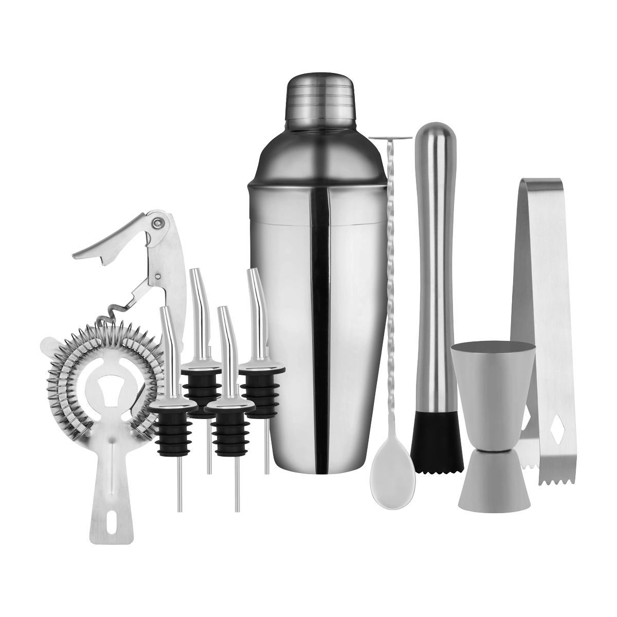 ZANZI 11-Piece Stainless Steel Cocktail Set in Bartender Bag
