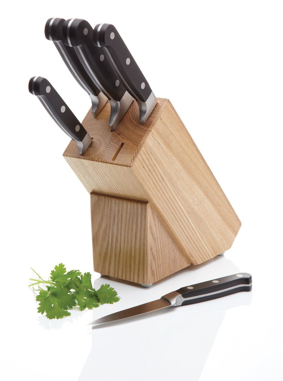MASTERCLASS Halo 5 Piece Knife Set with Oak Storage Block