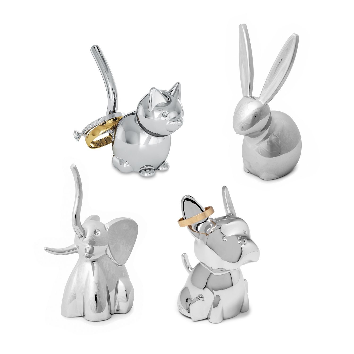 UMBRA Zoola Ring Holder 4 Asst/12 Disp Chrome - Cat Ring Holder