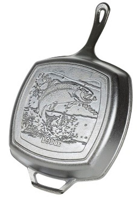 LODGE 10.5 Inch Cast Iron Fish Grill Pan