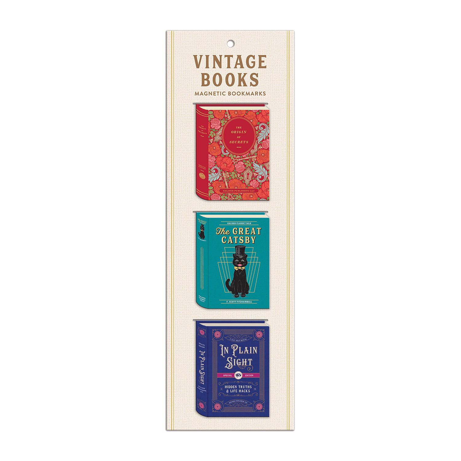 GALISON Magnetic Bookmarks - Set Of 3 - Vintage Books