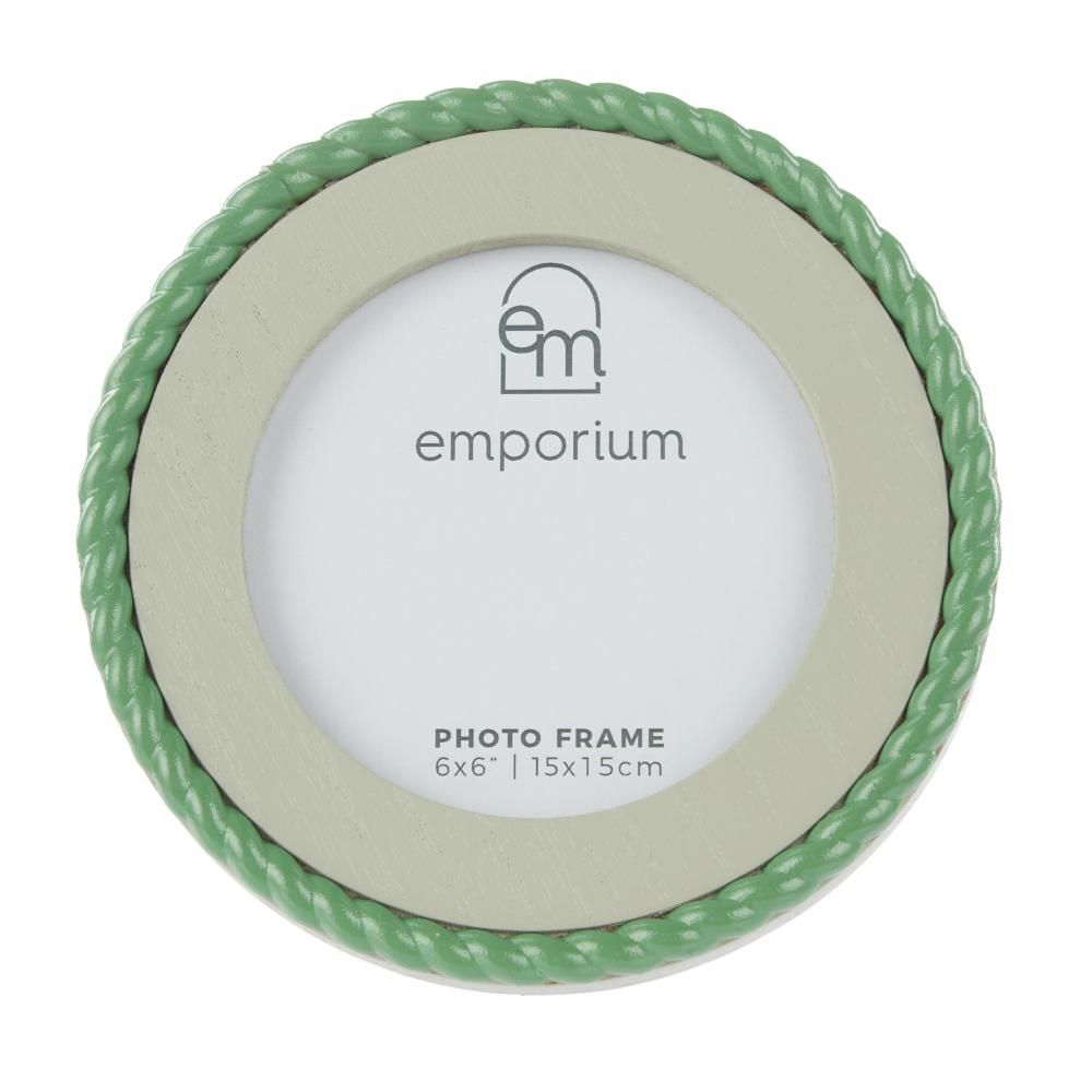 EMPORIUM Bec Round Photo Frame 4x4" 14x14x2cm Green