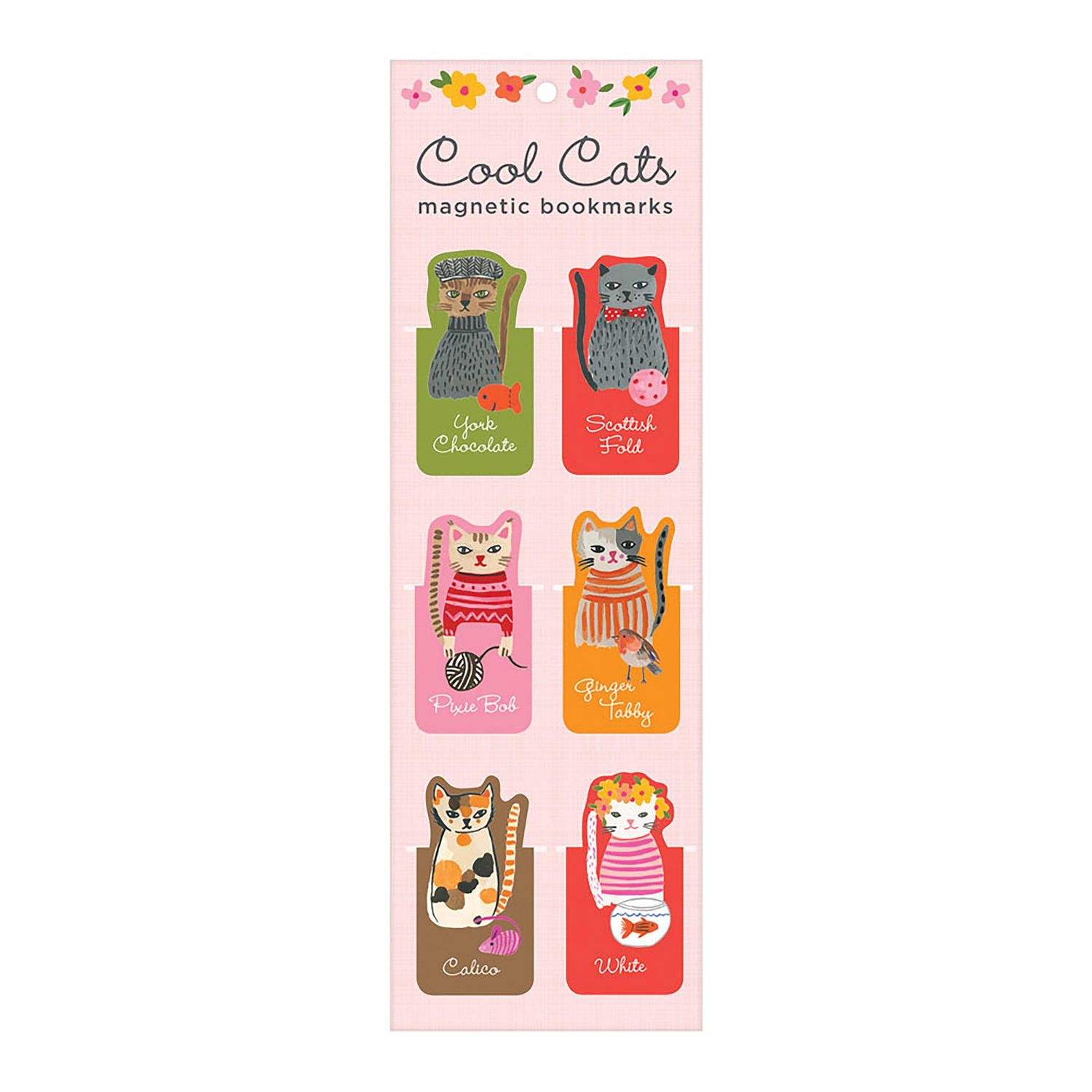 GALISON Cool Cats Magnetic Bookmarks-Set Of 6