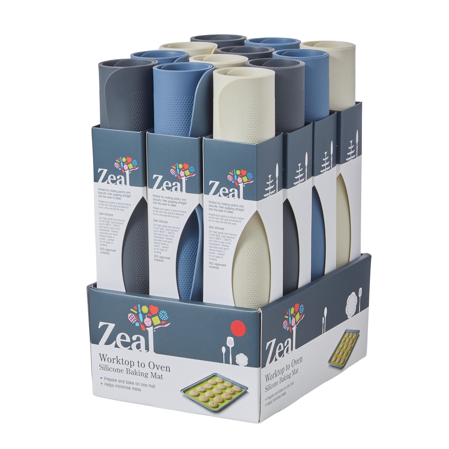 ZEAL Cosy Silicone Baking Mat 3 Assorted Colours