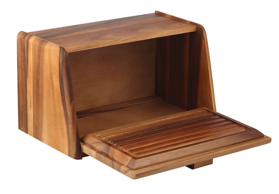 DAVIS &amp; WADDELL Acacia Wood Bread Box With Bread Board Lid Natural 39x23x22cm