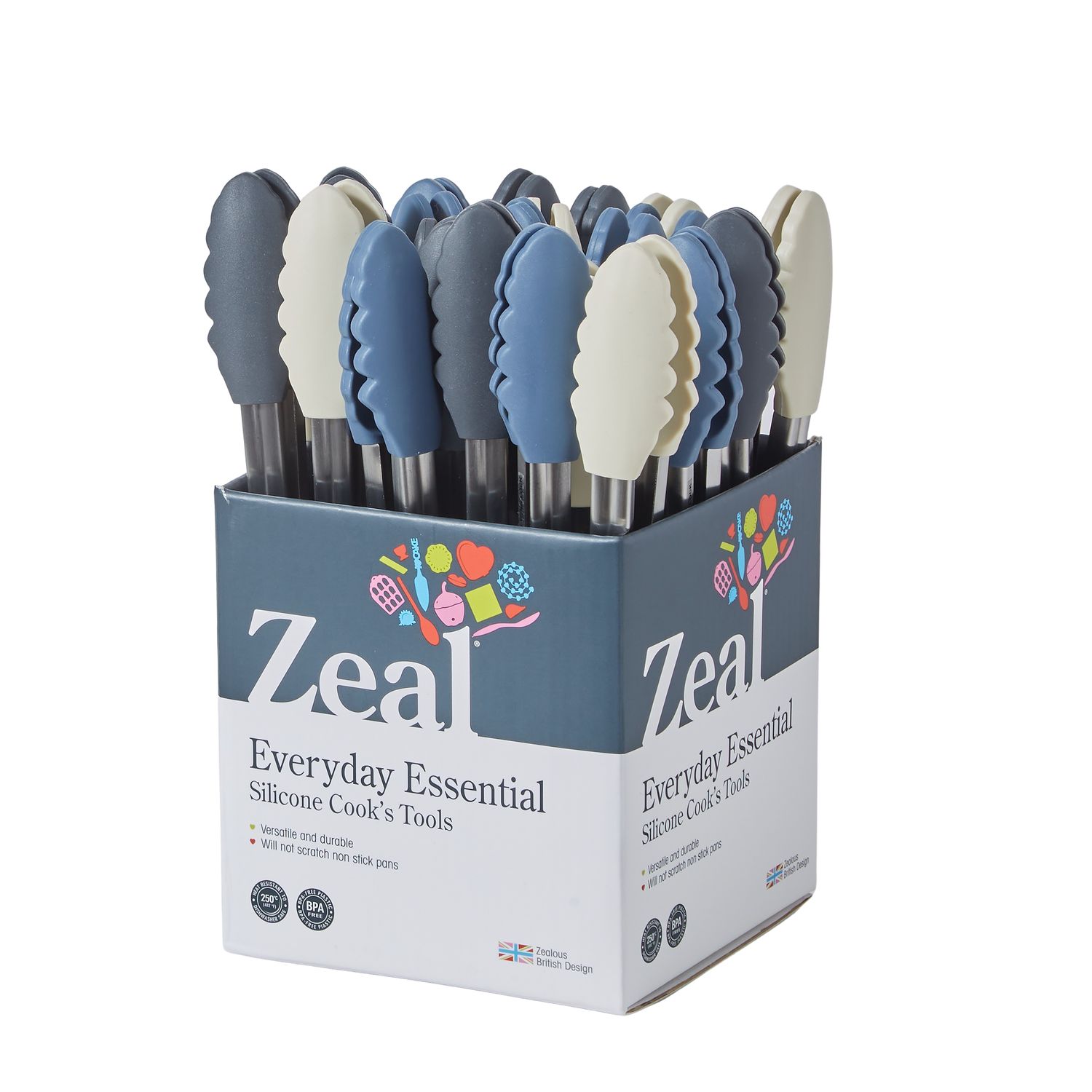 ZEAL Cosy Mini Silicone Tongs 3 Assorted Colours