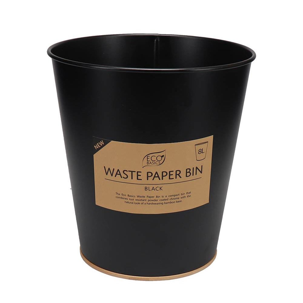 ECO BASICS Waste Paper Bin 8L - Black
