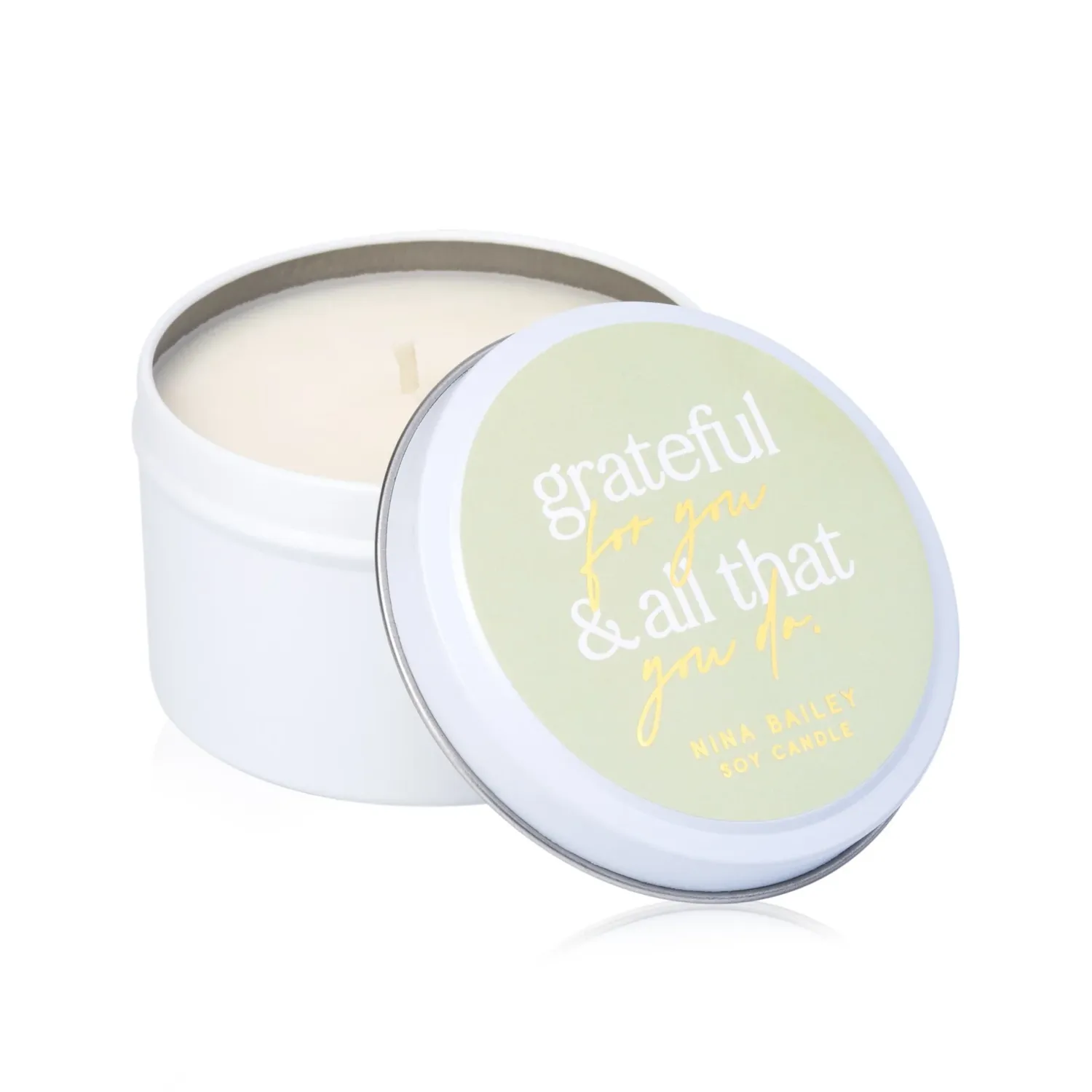 NINA BAILEY Grateful For You Candle Tin 220g - Lime Basil Mandarin