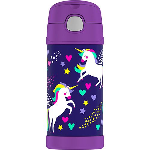 THERMOS FUNtainer Vacuum Insulated Drink Bottle - Purple Unicorn - 355 ml - DISC