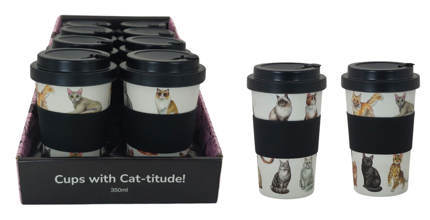 GIBSONS GIFTS Bamboo Travel Mug Cats