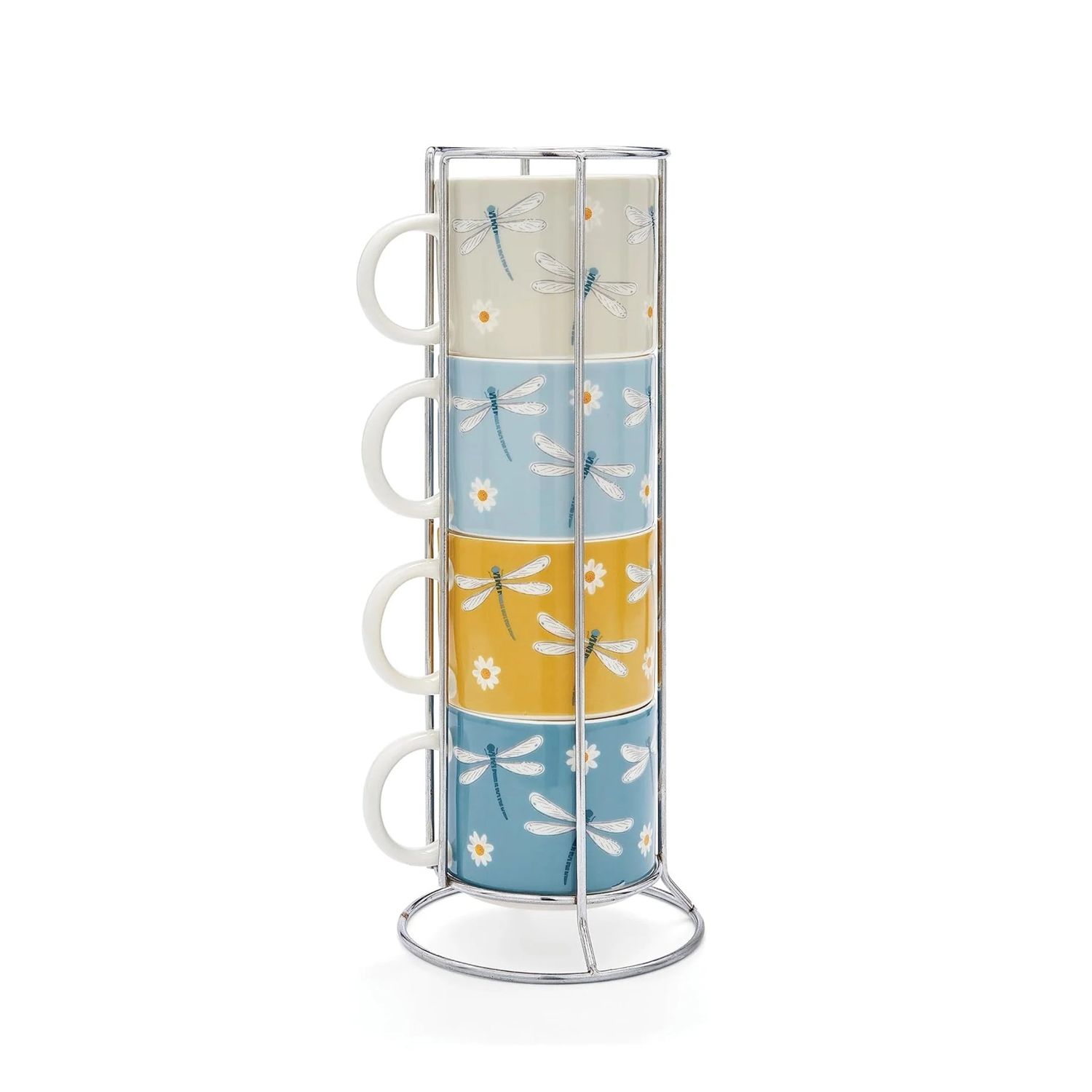 COOKSMART English Meadow - Set of 4 Stacking Mugs In Holder