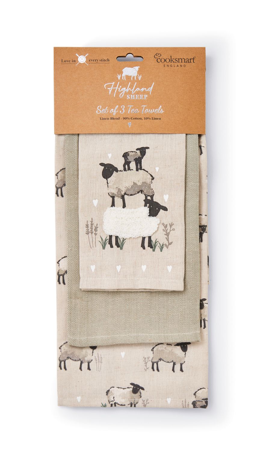 COOKSMART Highland Sheep - 3 Pack Tea Towels