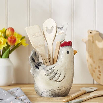 COOKSMART Hen House Lane - Chicken Shaped Utensil Pot / Vase