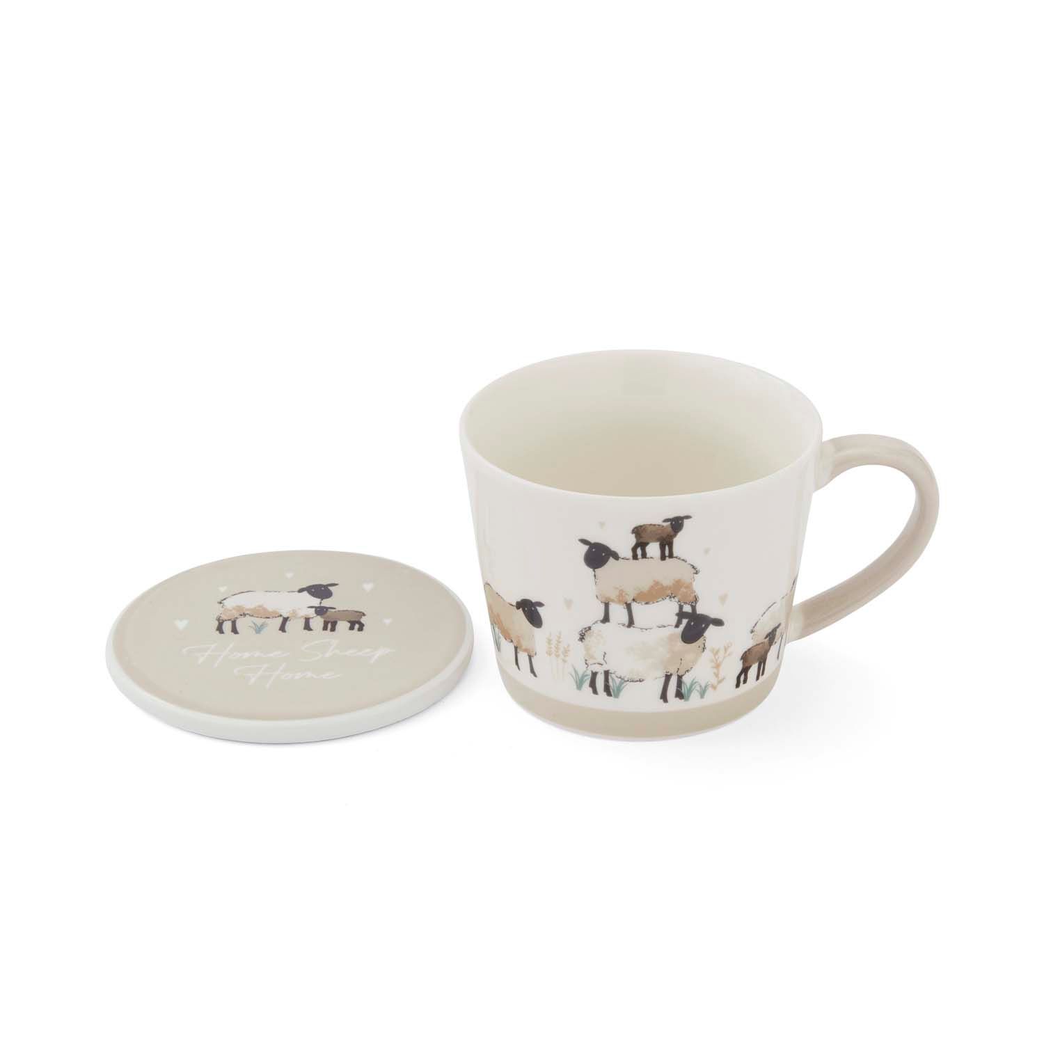 COOKSMART Highland Sheep - Conical Mug &amp; Coaster Set