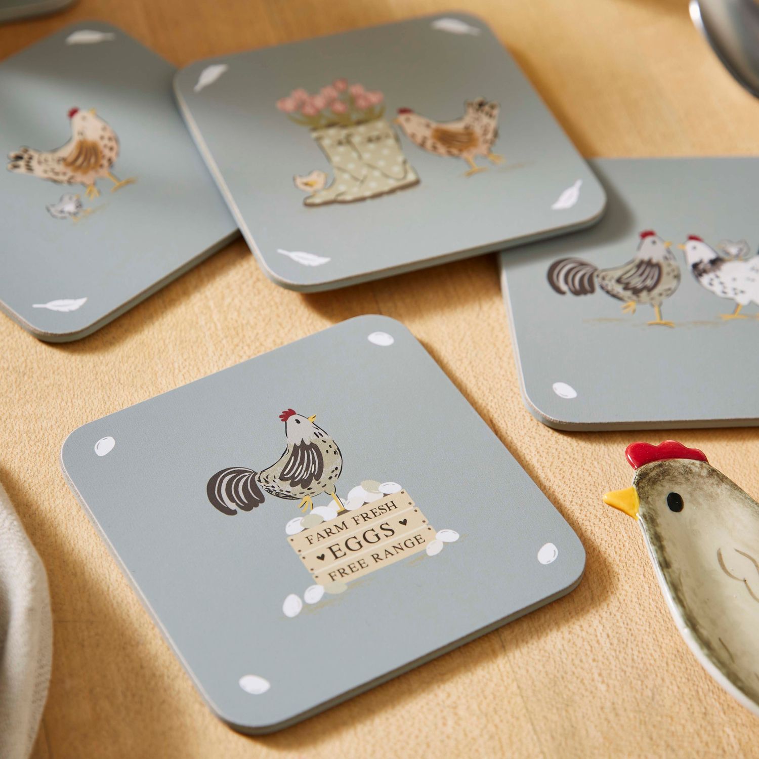 COOKSMART Hen House Lane - Set of 4 Coasters