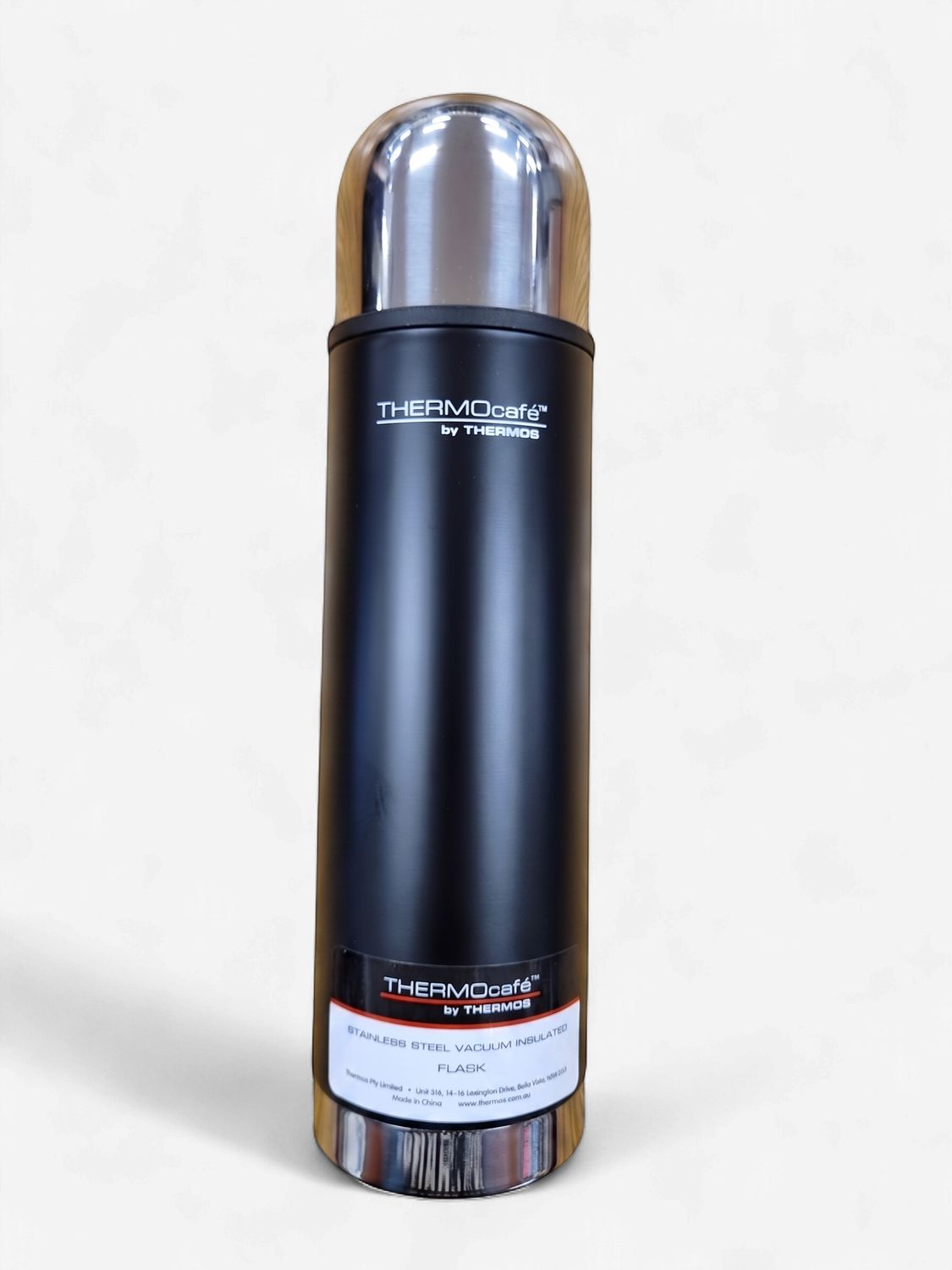 THERMOS THERMOcafe Vacuum Insulated Slimline Flask Matte Black - 500 ml - DISC