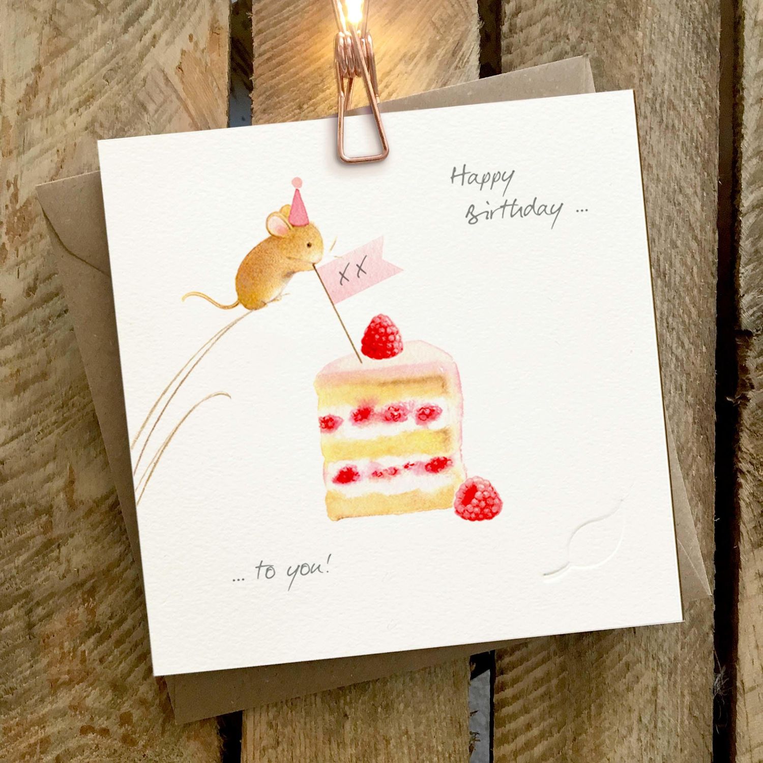 GINGER BETTY LIMITED Mouse &amp; Strawberry Cake Birthday Card