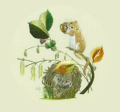 COLCARDS Mouse and Hazelnut Art Greeting Card