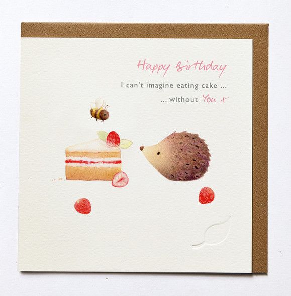 GINGER BETTY LIMITED Eating Cake Without You Hedgehog Birthday Card