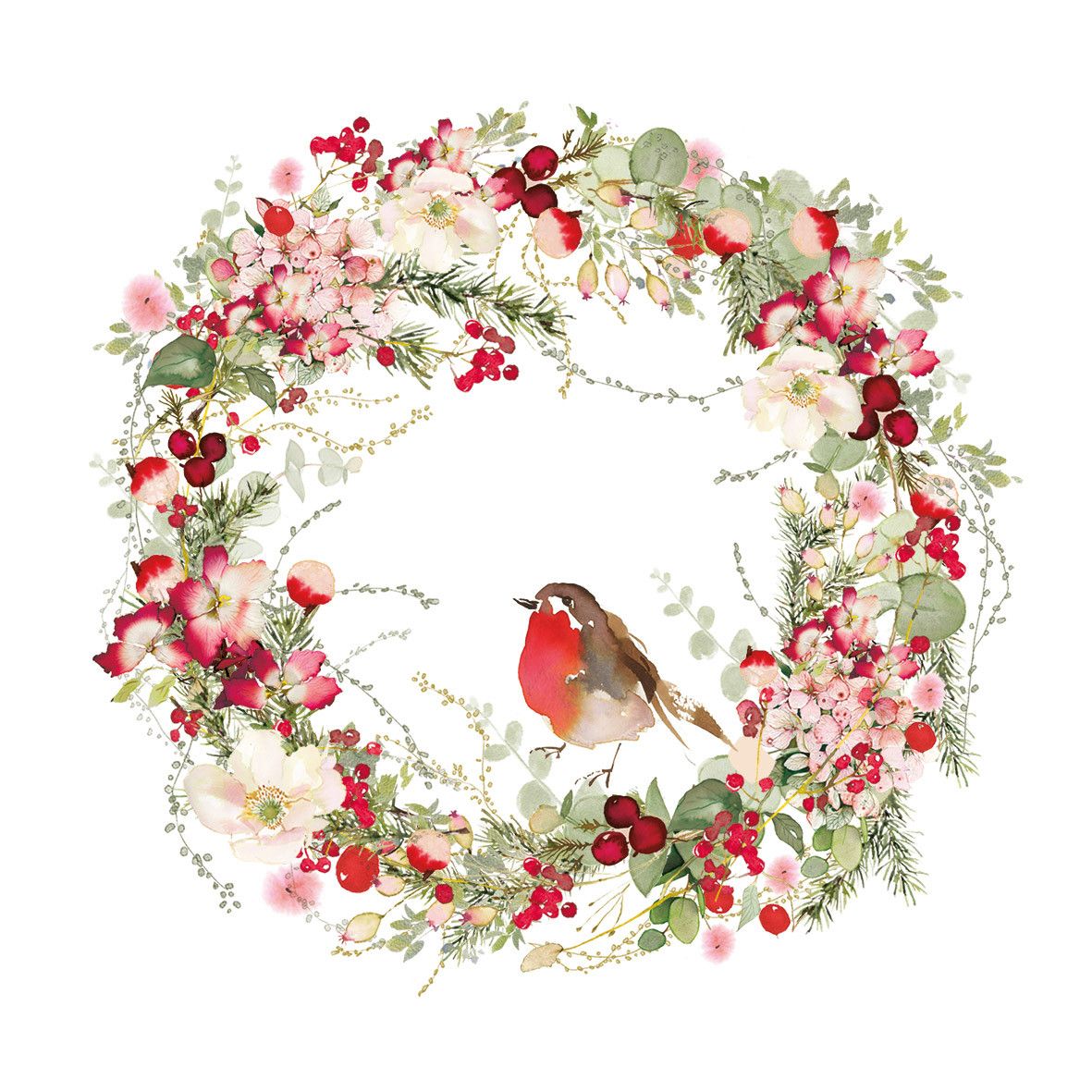 PAPERPRODUCTS DESIGN Beautiful Christmas Wreath Cocktail Napkins — Pack of 20
