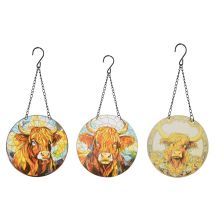 GIBSONS GIFTS Highland Cow Glass Plaque Assorted. Design