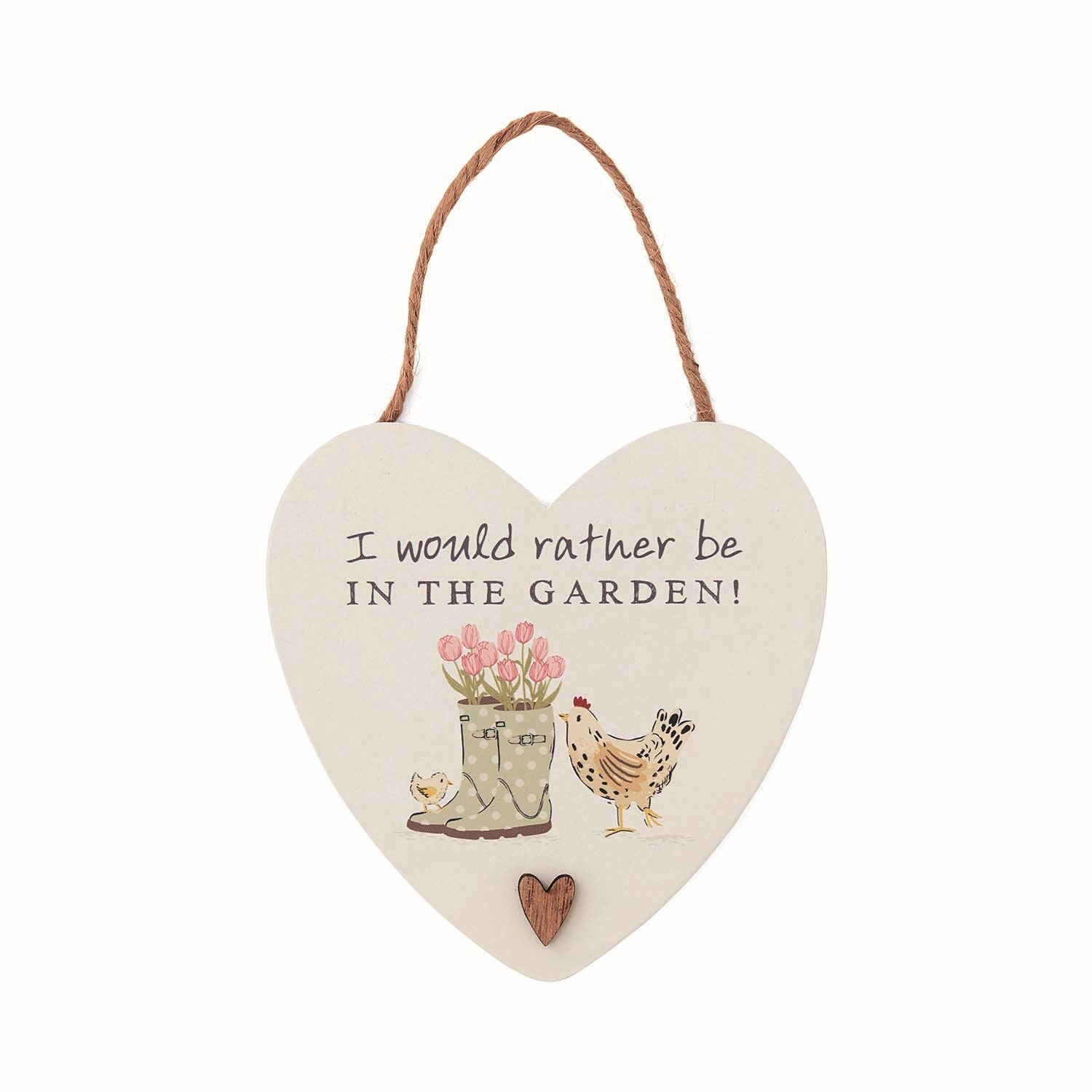 COOKSMART Hen House Lane - Plaque - Heart " I Would Rather Be"
