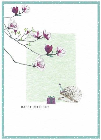 CINNAMON AITCH Magnolia &amp; Hedgehog Birthday Card