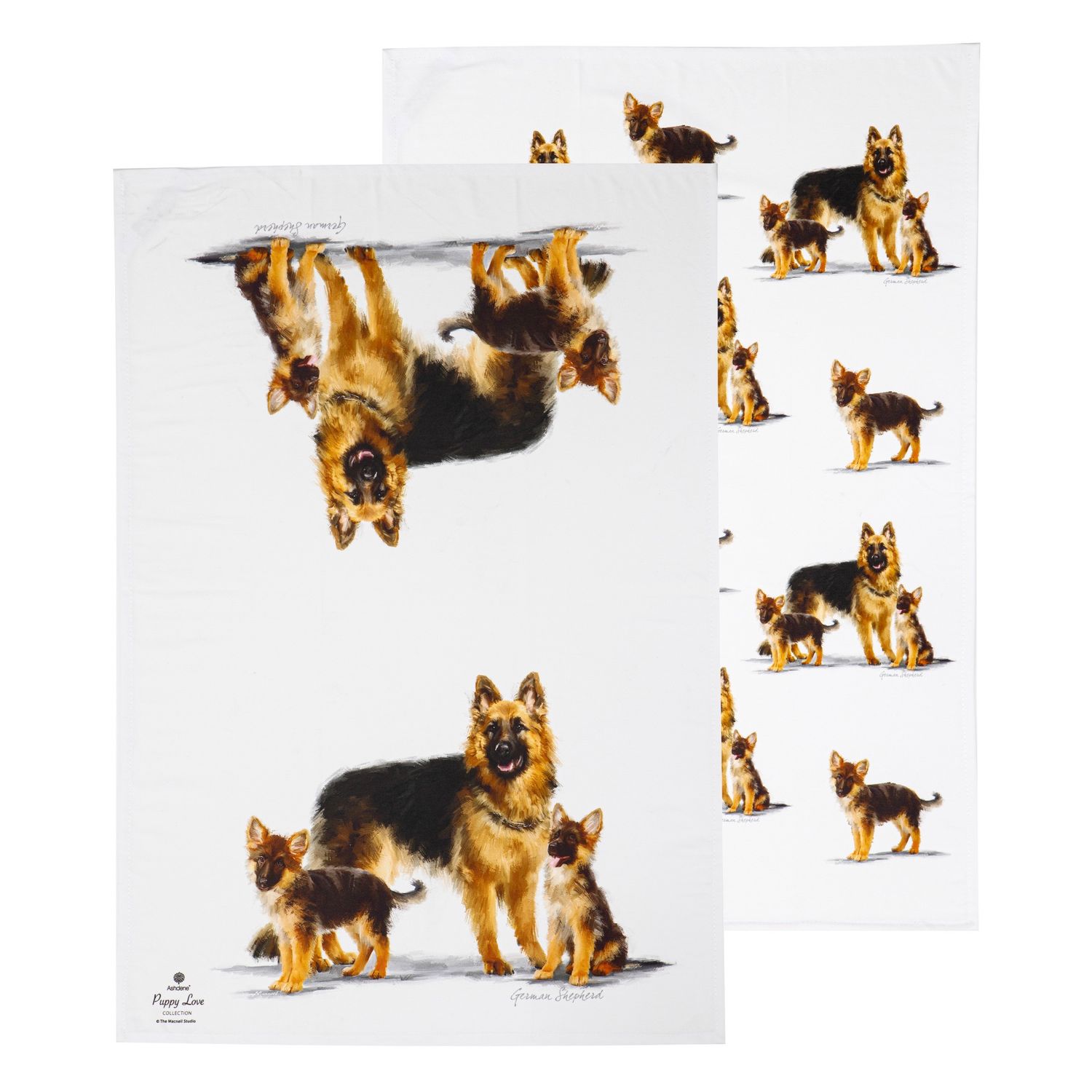 ASHDENE Puppy Love 2pk Kitchen Towel - German Shepherd