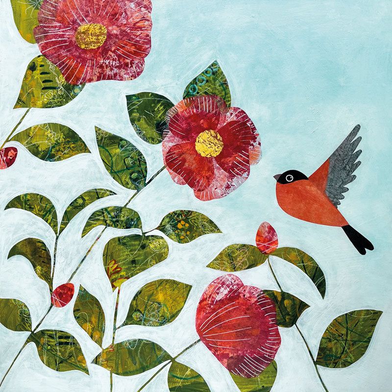 DRY RED PRESS Flying Solo Bird Art Greeting Card
