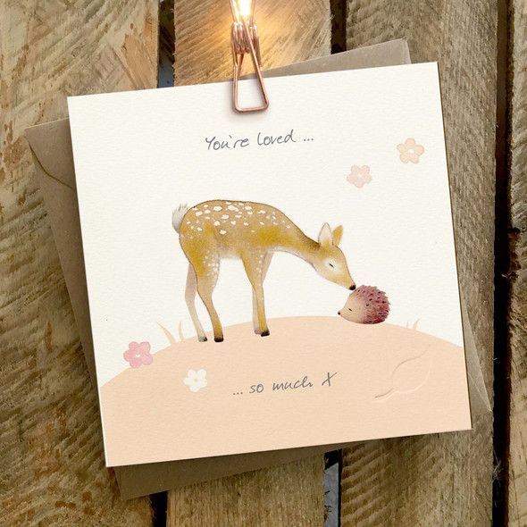 GINGER BETTY LIMITED You're Loved Deer &amp; Hedgehog Greeting Card